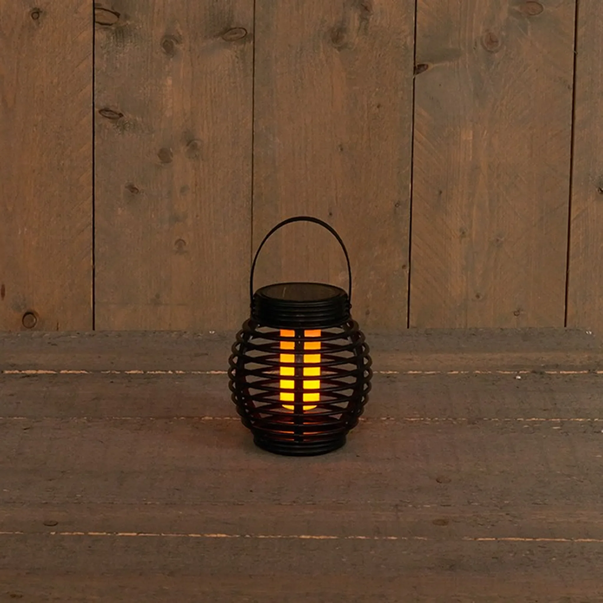 Anna’s Collection Solar-Laterne, schwarz, 12 LEDs Flammeneffekt, Ø 15 × 15 cm